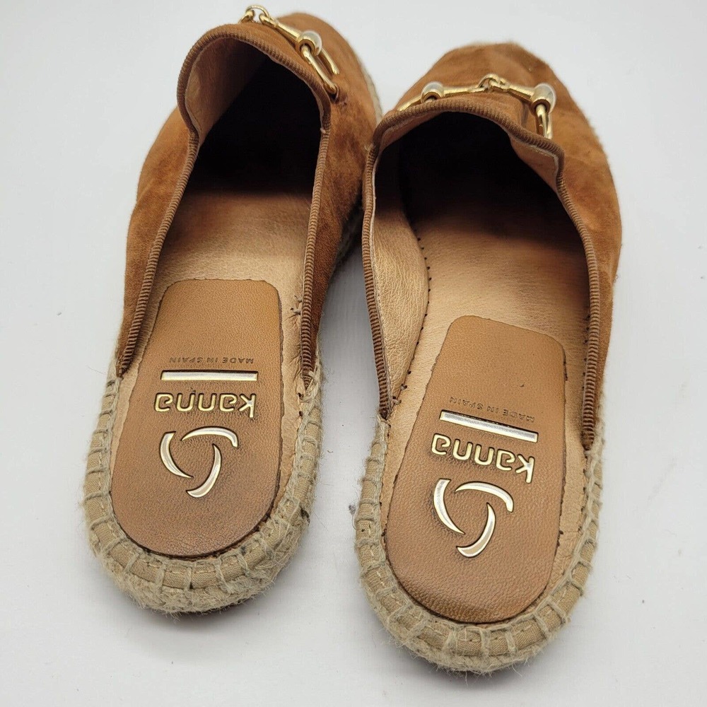 Kanna Brown Suede Mules with Gold Accents - Picture 6 of 9